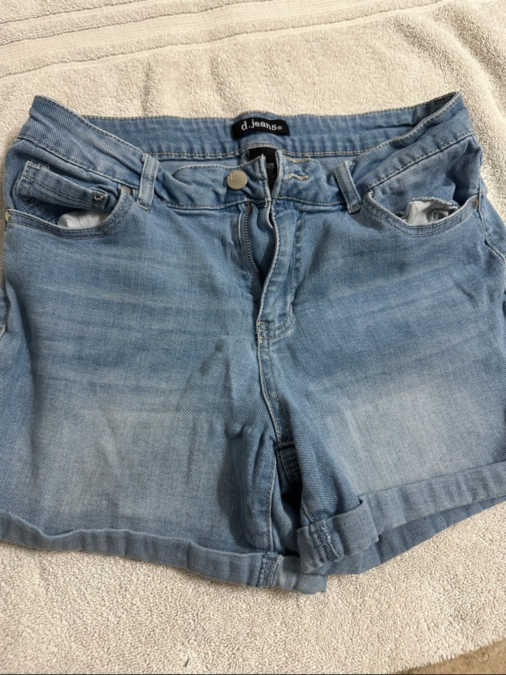 d. jeans Light Blue Rolled-Hem Denim Shorts